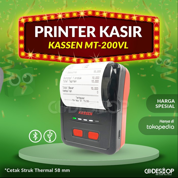 Jual Printer Bluetooth Kassen MT 200 VL Thermal Cetak Struk Kasir 58mm
