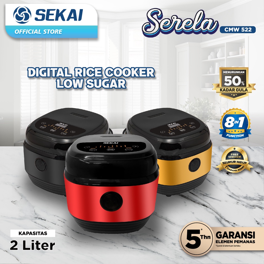 Jual SEKAI Rice Cooker Low Carbo Low Sugar 8 in 1 / Rice Cooker Digital ...