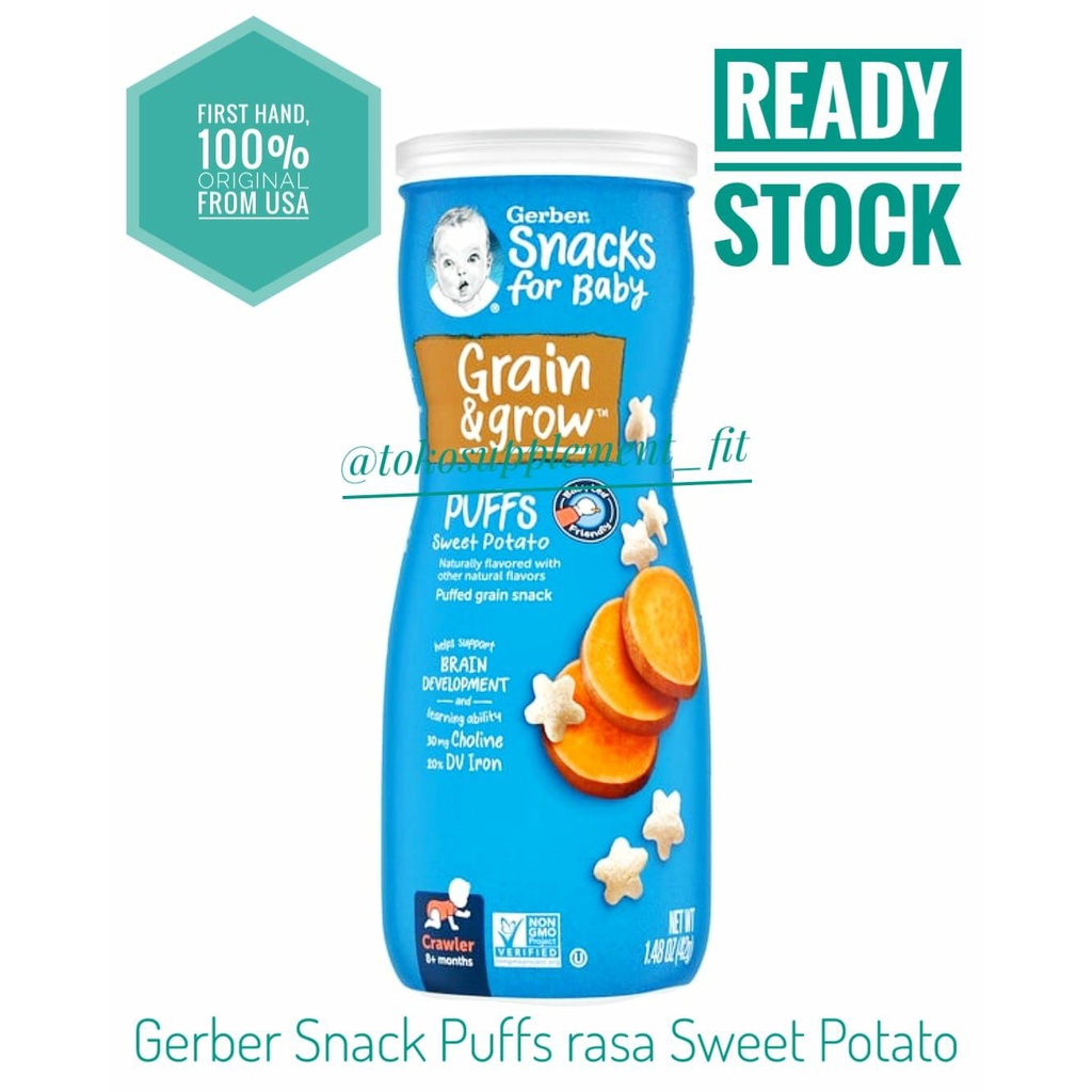 Jual Gerber Snack For Baby, Grain & Grow, Puff, Sweet Potato | Shopee ...
