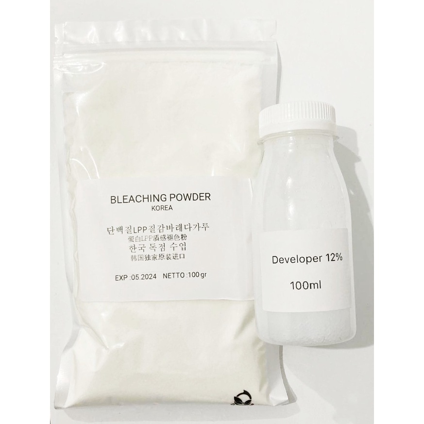 Jual Bleaching Powder 100g + 12% 200ml BLEACHING KOREA｜Bleaching rambut ...