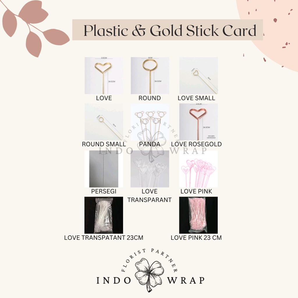 Jual glinkshopStick Clip Card Holder Stick Card Holder Stick Card Gold  Stick Card Plastik Stick Bunga Bouquet Gagang kartu ucapan Stik Bunga Buket  Love Star Tangkai Kartu Ucapan Gold Flower Card Holder