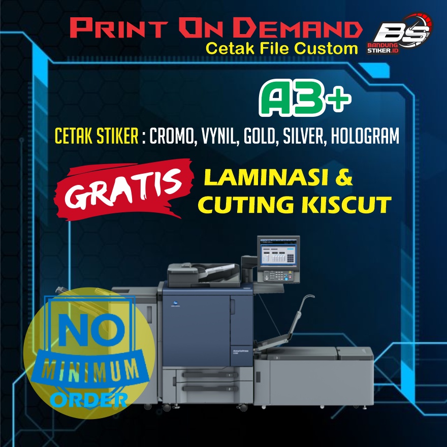 Jual Print & Cut Sticker A3+ Gratis Cutting Kisscut Label Murah Bagus