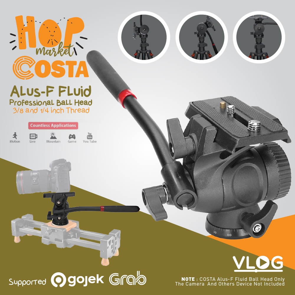 Jual COSTA AlusF Professional Fluid Head Pan Video Tripod Monopod