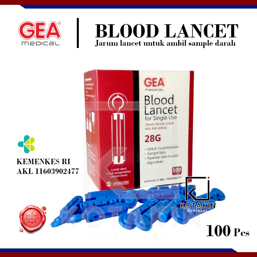 Jual Blood Lancet Jarum Ambil Darah 28g Isi 100 Gea Onehealth