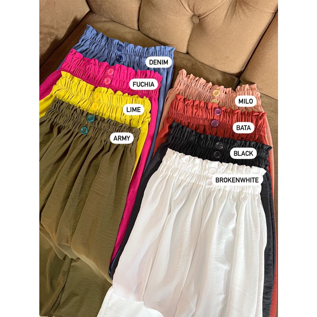 Kulot Crinkle Highwaist BUTTON (Variasi Kancing 2)