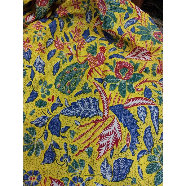 Jual KAIN BATIK HANDPRINT 3 NEGERI WARNA KUNING STABILO | Shopee Indonesia