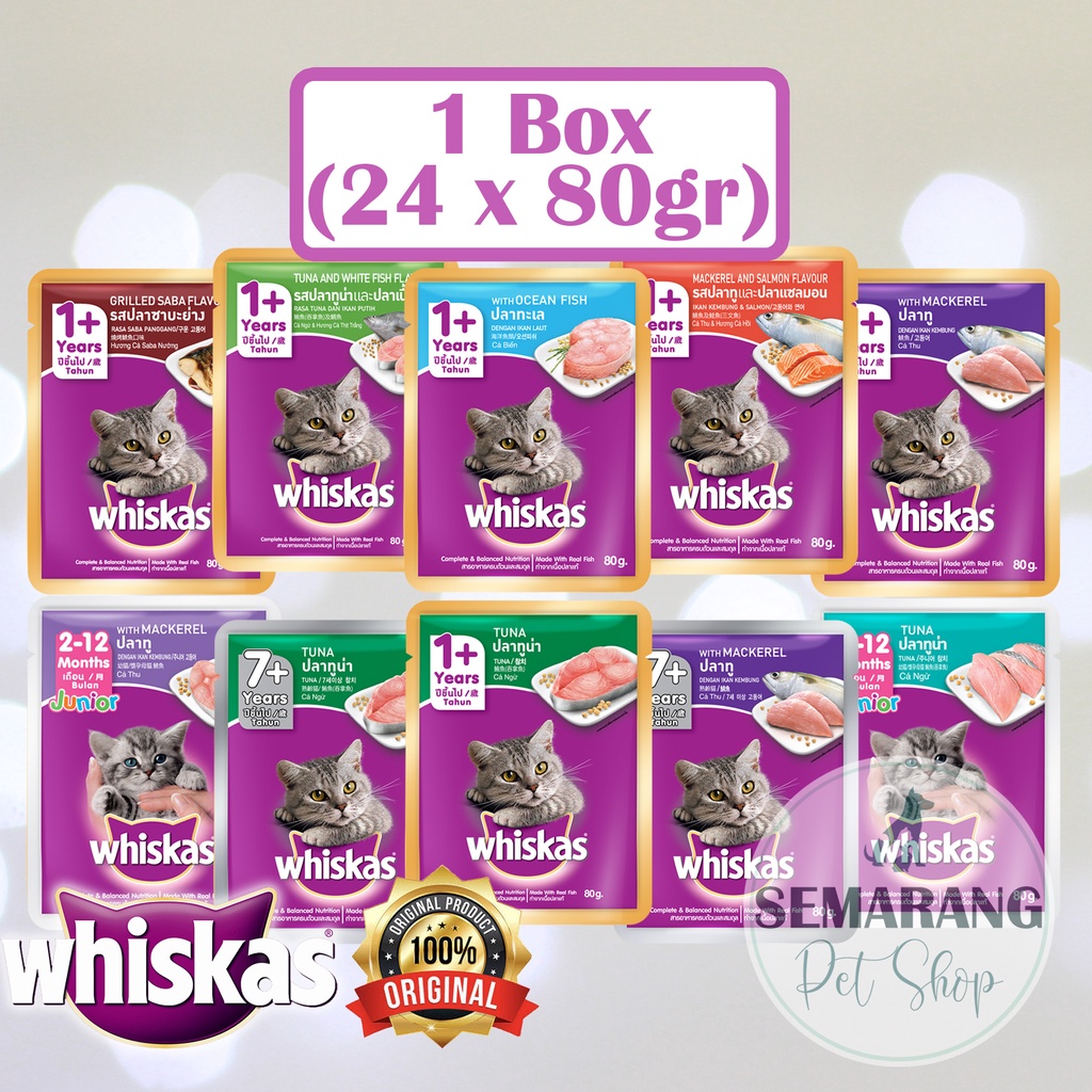 Jual Wet Cat Food WHISKAS Pouch 80gr 1 DUS/BOX Sachet Makanan Basah