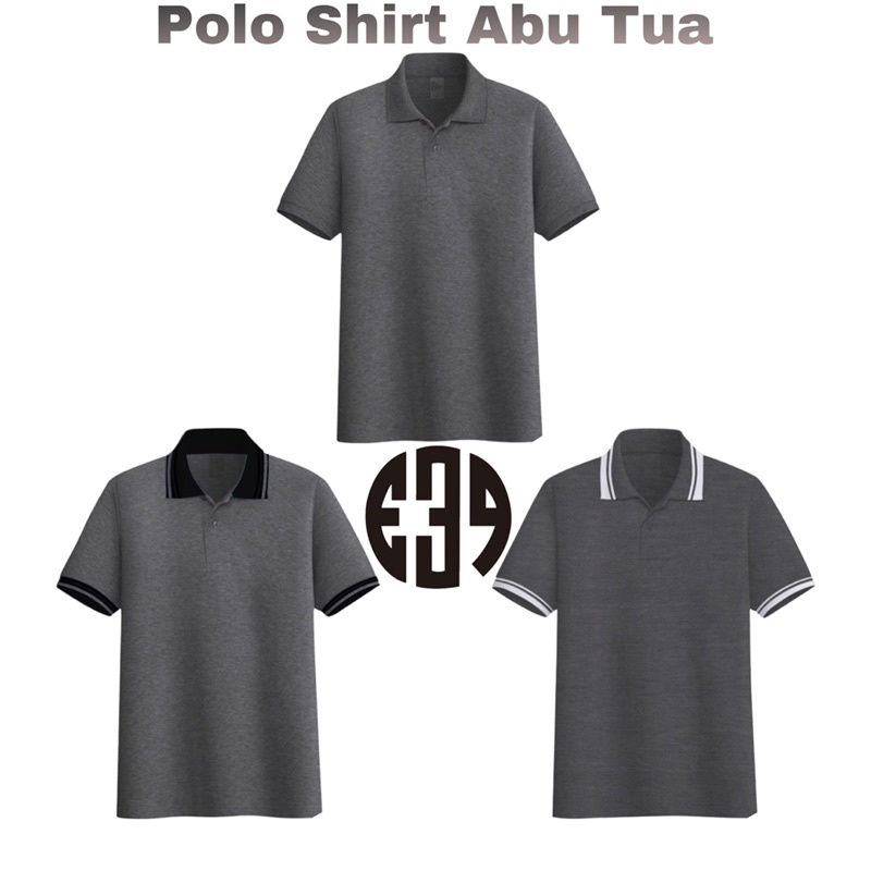 Jual E Kaos Polo Shirt Abu Tua Polos Lengan Pendek Kaos Kerah