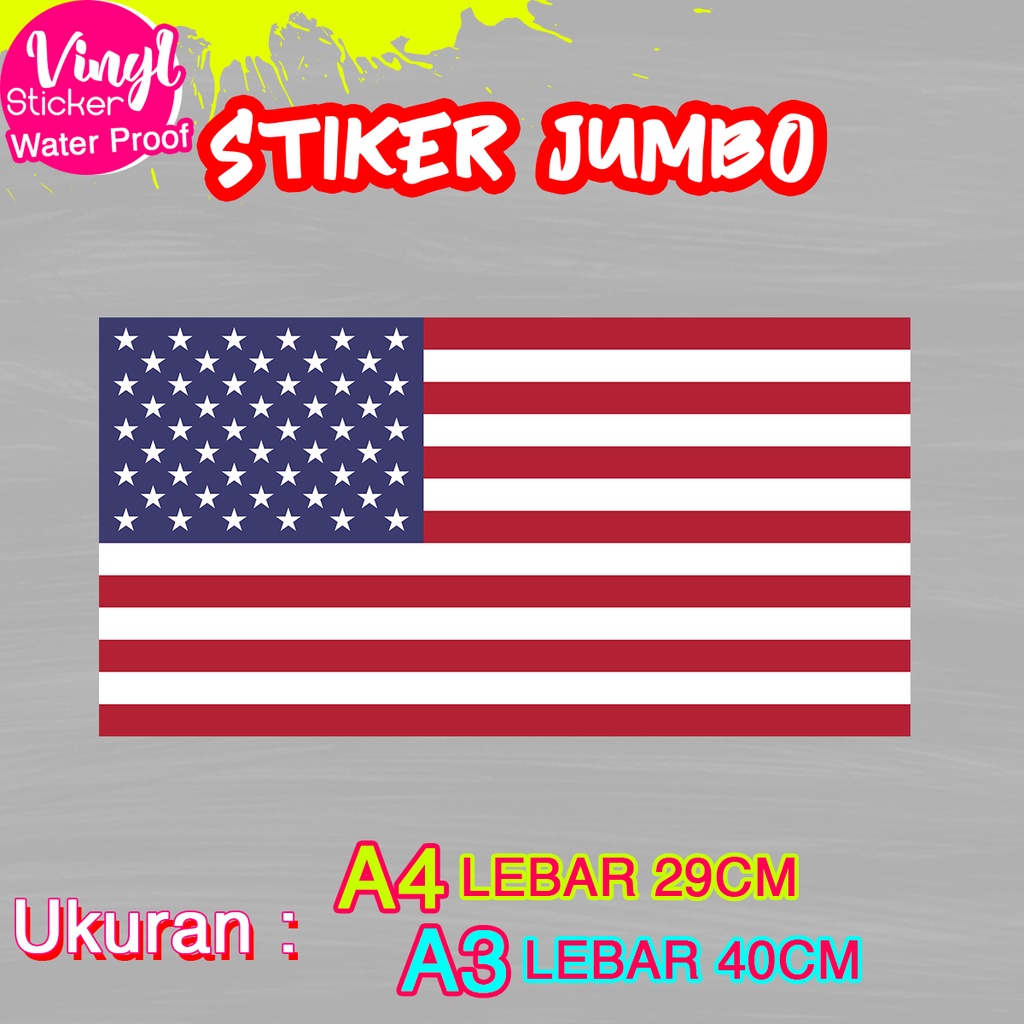 Jual Stiker USA Amerika Serikat Ukuran Jumbo Sticker Besar Size A4 A3 ...