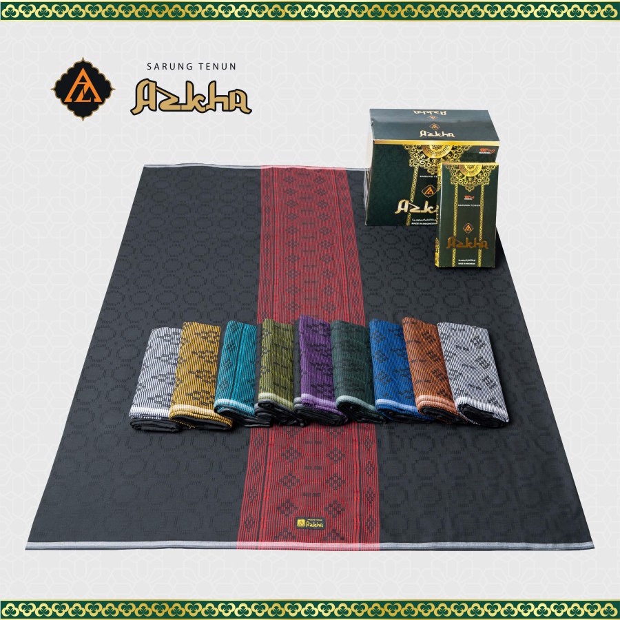 Jual SARUNG TENUN AZKHA DOBBY POLOS HITAM | Shopee Indonesia