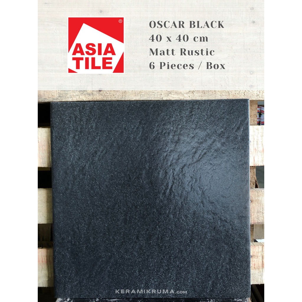 Jual Keramik Lantai Asia Tile 40x40 Oscar Black Matt Rustic Kasar ...