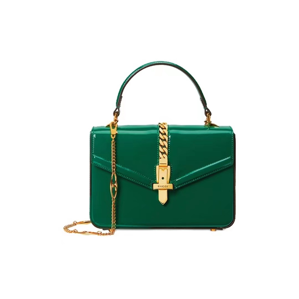 GUCCI Sylvie 1969 Collection Patent Leather Mini Tote/ladies bag/crossbody  bag/shoulder bag/handbag