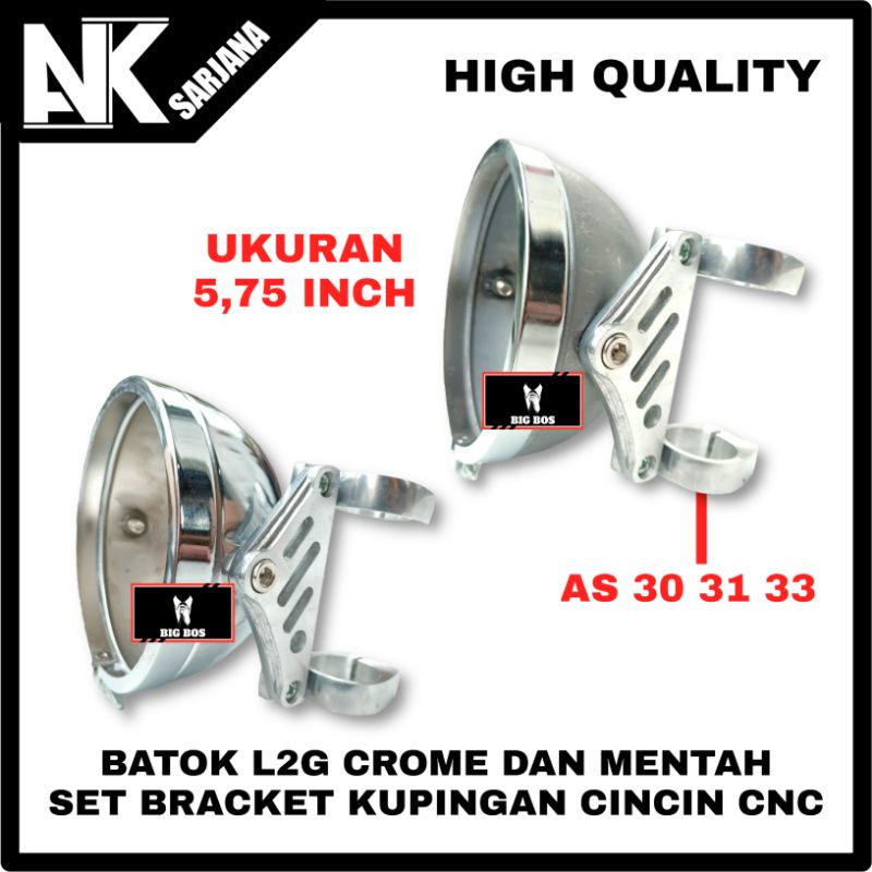 Jual BATOK LAMPU DEPAN L2G CROME DAN MENTAH PRES UKURAN 5,75 INCH SET ...