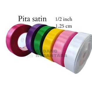 Jual Pita satin 1/2 inch / pita satin 1.25 cm / pita saten warna polos ...