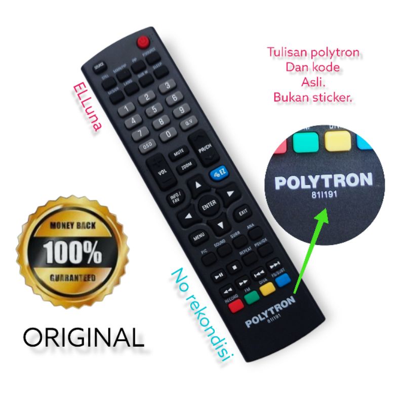 Jual Remote Remot Tv Polytron LED Original Garansi Asli Ori ...