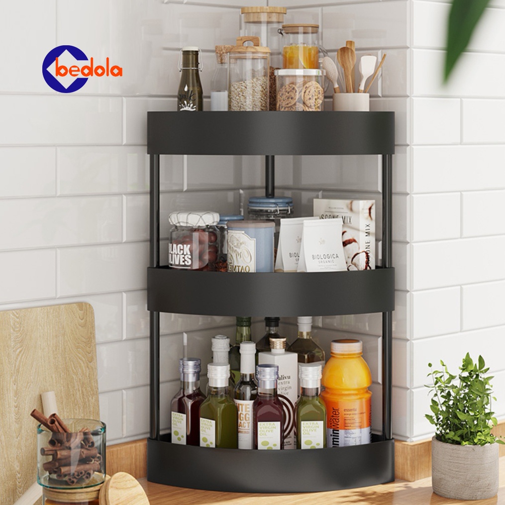 Jual Rak dapur susun sudut rak bumbu meja rak kosmetik 3 tingkat tanpa ...