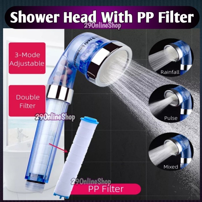 Jual Shower Head Saringan Filter Pp Kepala Jet 3 Mode Pancuran Air Spa Kamar Mandi Shopee 8746