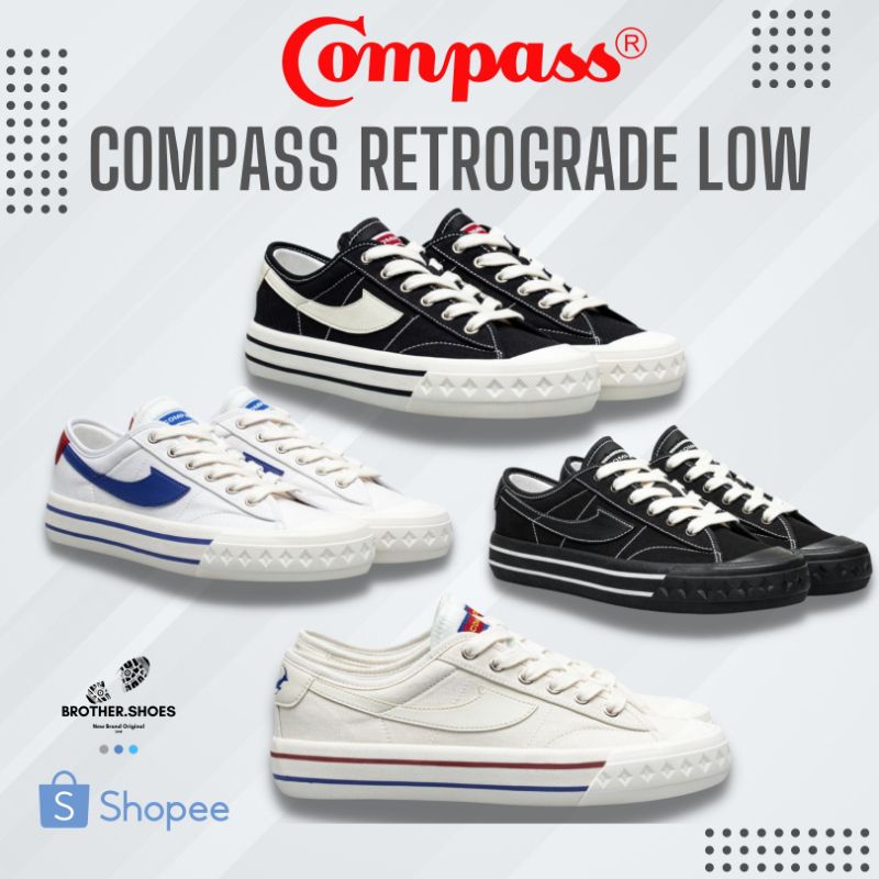 Jual [original] Sepatu Compass Retrograde Low Black White White Blue Cream Double Black