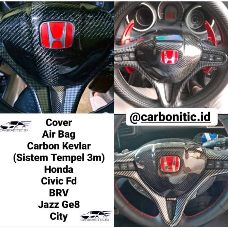 Jual Cover Stir Air Bag Klakson Honda Civic FD/Jazz Ge8/City/Brv Carbon