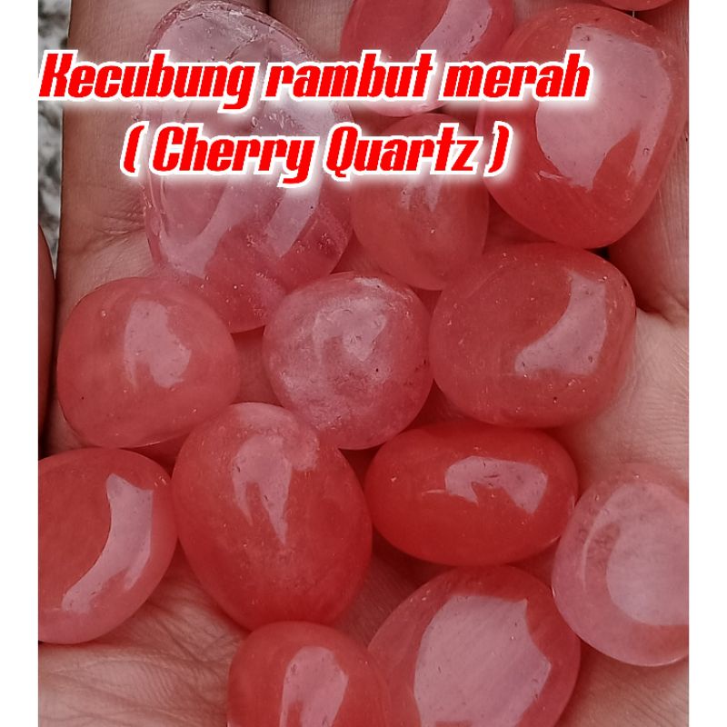 Jual bahan batu akik kecubung rambut merah (Cherry Quartz) tumbled.10 ...