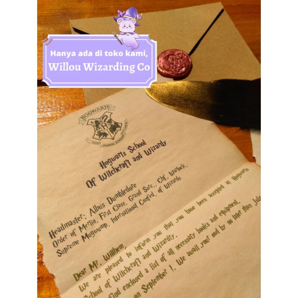 Jual Hogwarts Acceptance Letter FREE CUSTOM Surat Hogwarts Harry Potter ...