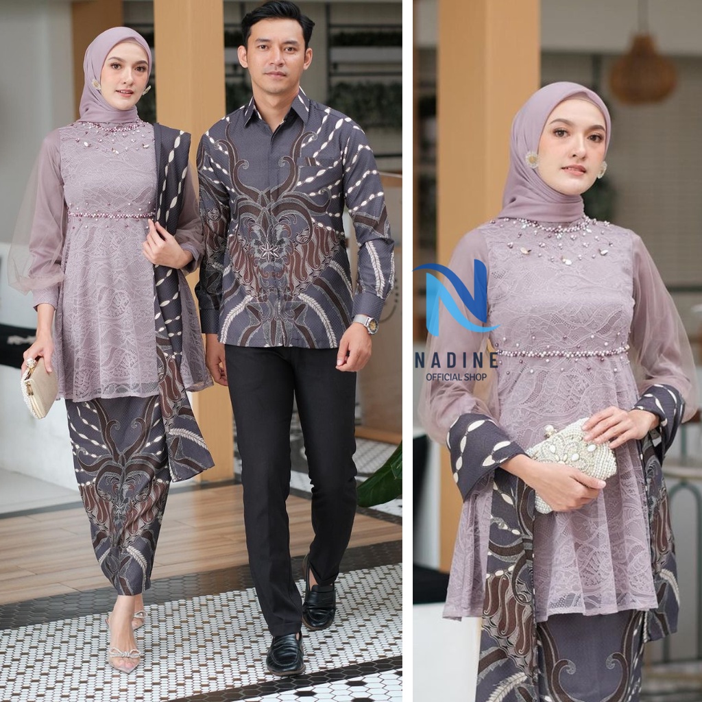 Jual Batik Couple Kebaya Modern Kebaya Tunangan Lamaran Baju Wisuda Batik Brukat Terbaru 7808