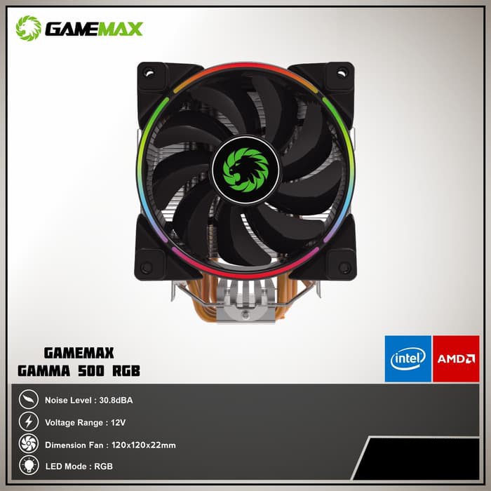 Jual GAMEMAX GAMMA 500 Rainbow Fan CPU Cooler Fan Processor Shopee
