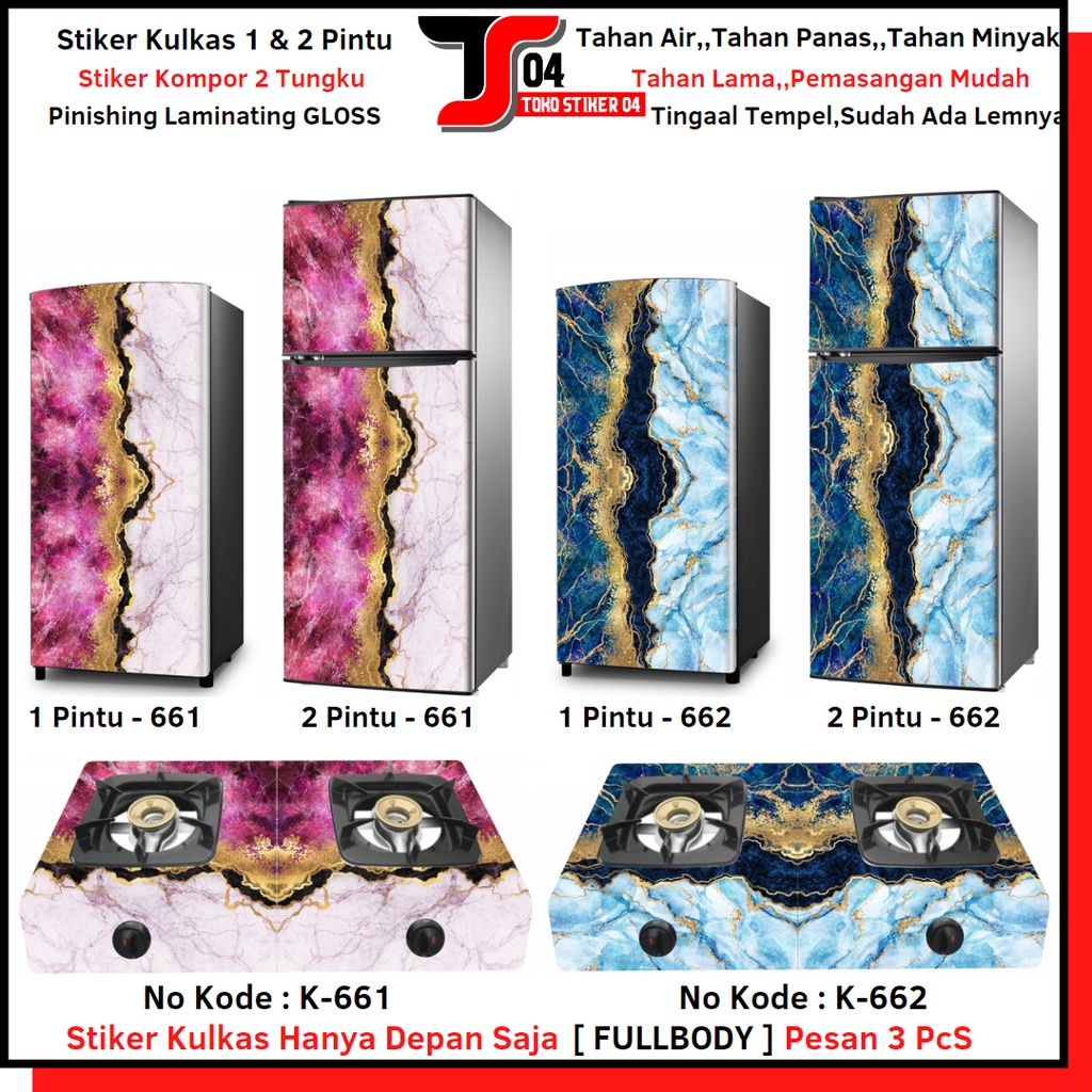 Stiker Kulkas 1 Pintu Motif Marmer/Wallpaper Kulkas 2 Pintu