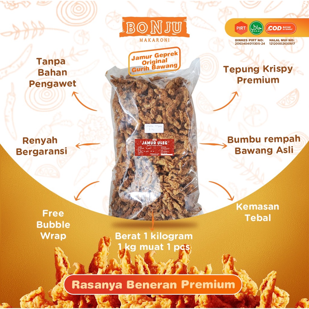 Jual Cemilan Camilan Kripik Jamur Geprek Krispi Snack Kiloan Rasa Gurih