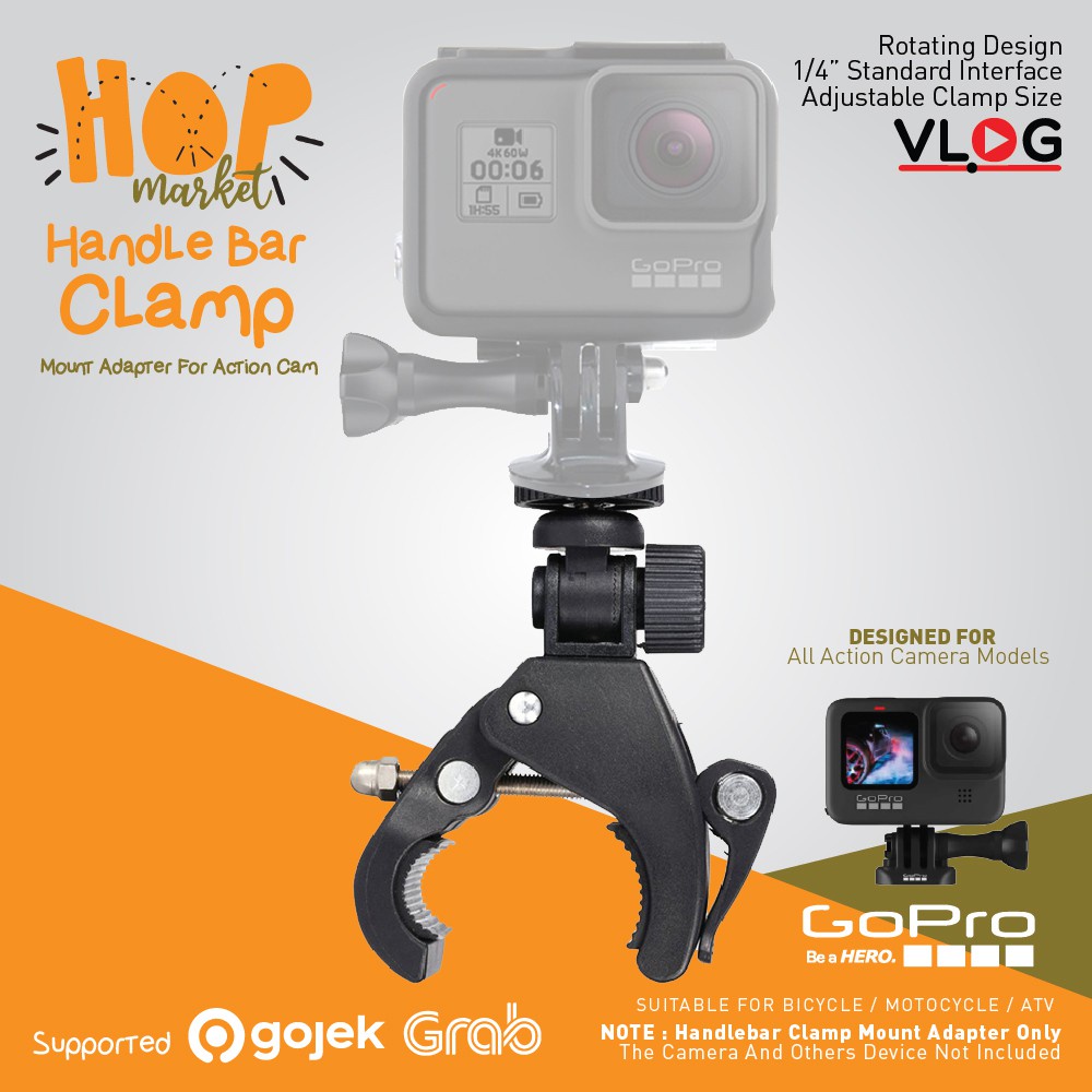 Jual Clamp Bike Mount Bracket Sepeda Handlebar for Action Cam GoPro ...