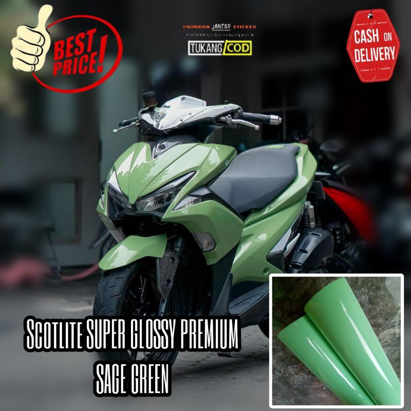 Jual Sticker Scotlite Hijau Sage Super Glossy Kualitas Premium Skotlet