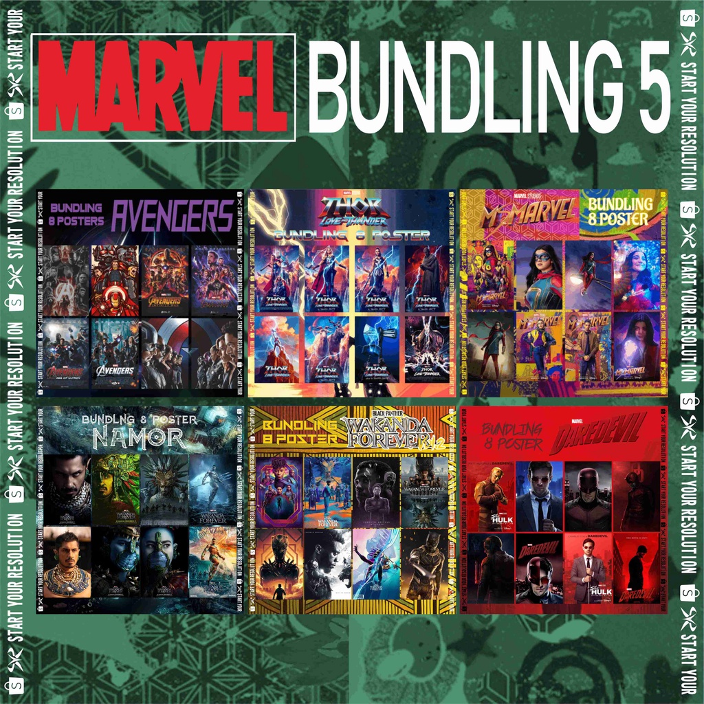 Jual Paket Bundle 8 Poster Film Marvel Cinematic Universe Vol.5 / MCU ...