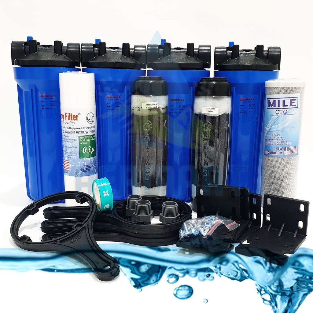 Jual Paket Eugen Besi Tahap Housing Blue Filter Air Siap Pakai Watertech Manganese Ferolite