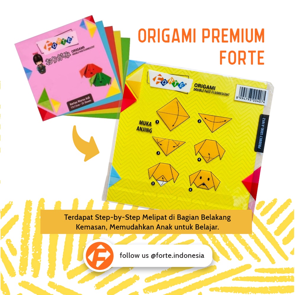 Jual [Forte] Origami Kertas Lipat Warna 2 sisi 20 x 20 cm - 25 lembar ...