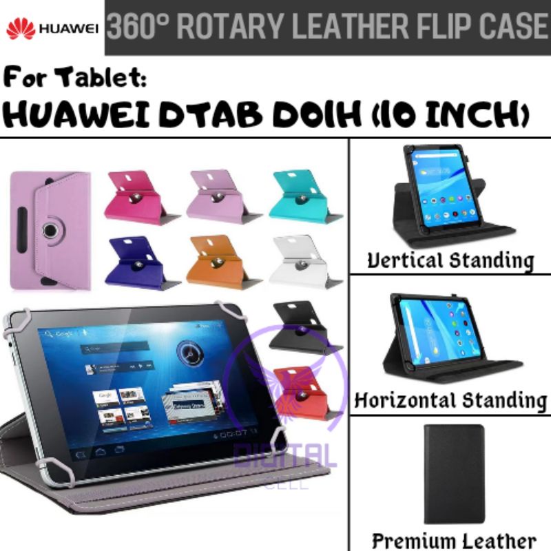 HUAWEI DTAB D01H D TAB D-01H 10 INCH TABLET ROTARY CASE LEATHER FLIP CASE  BOOK COVER CASING 360 SARUNG KESING FLIPCASE