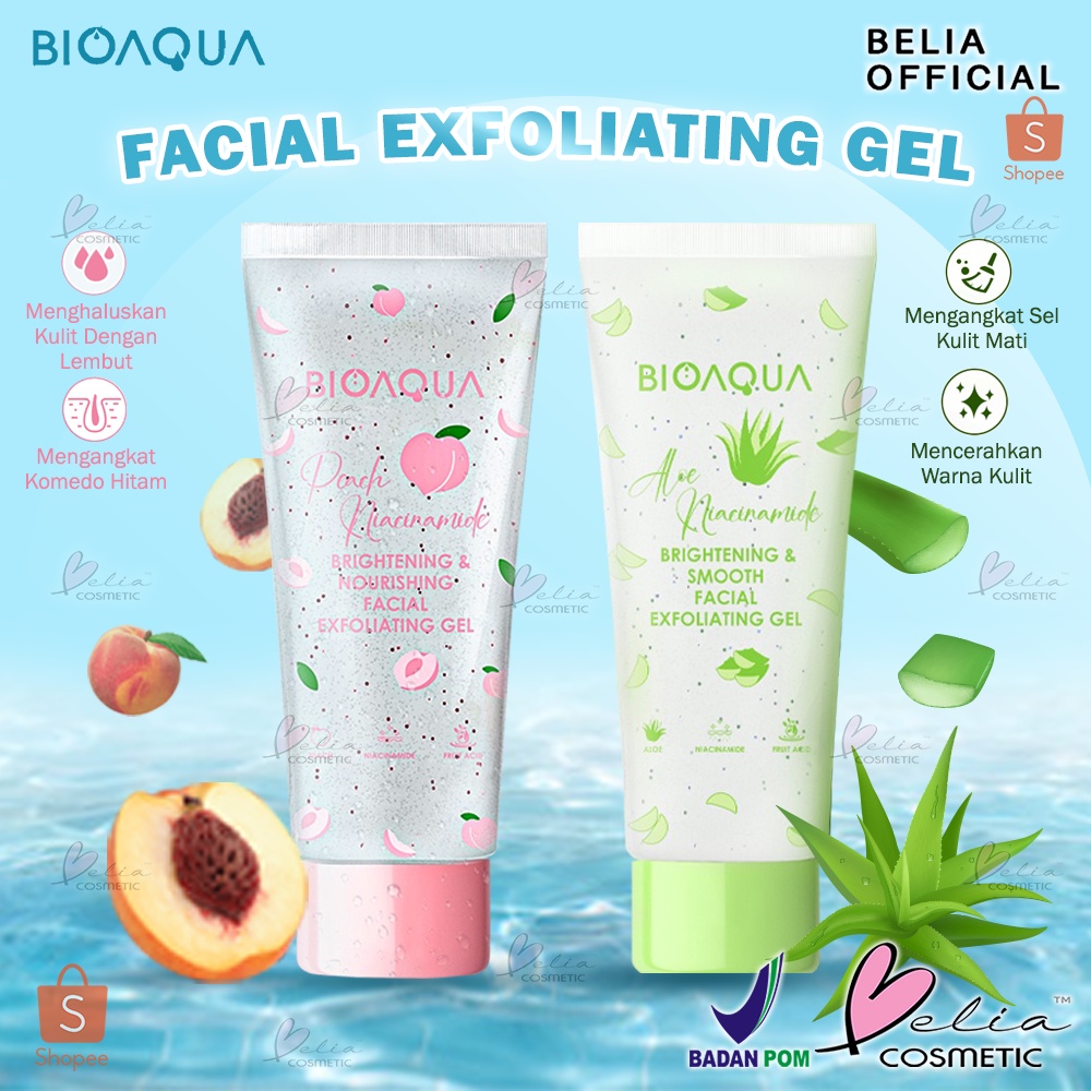Jual BELIA BIOAQUA Facial Exfoliating Gel Aloe Peach 100g Face Scrub