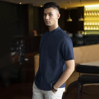 CUTOFF Zein Collarless Shirt Kemeja Koko Basic Pria Polos Pendek Cotton