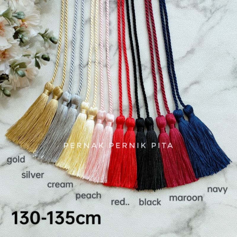 Jual Tali Tassel Rumbai 2 Sisi 130-135cm | Tali Dekorasi Toples Sabuk ...