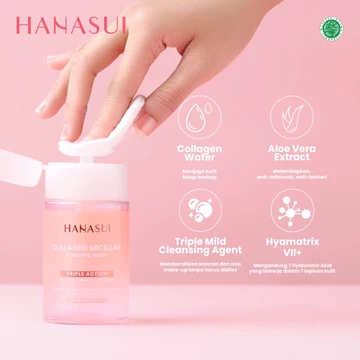 Hanasui Collagen Micellar Cleansing Water Pembersih Wajah Yang Lembut Dan Tidak Perlu Dibilas
