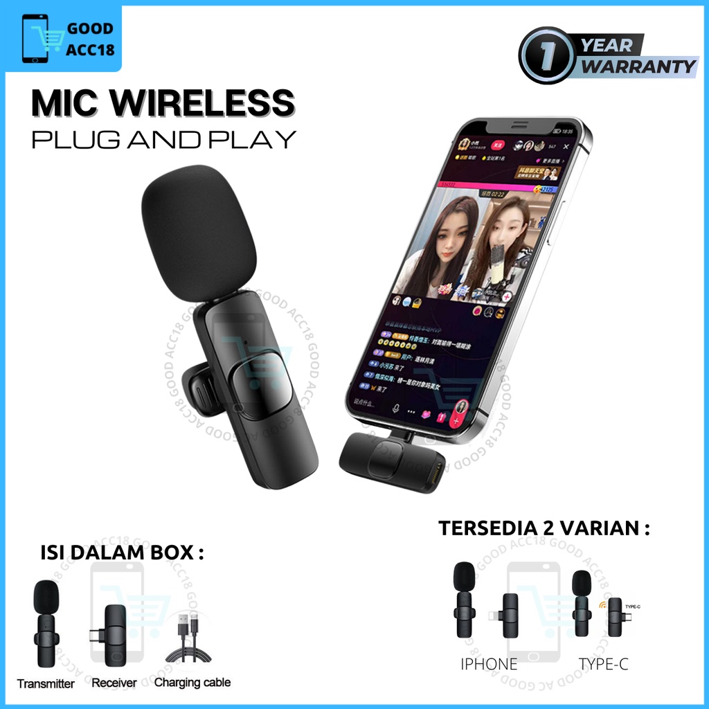 Jual Mic wireless hp vlog youtuber portable for iphone and android