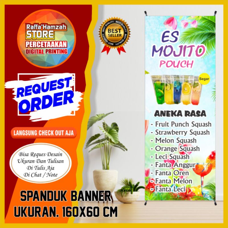 Jual Spanduk Banner Backdrop Es mojito pouch custome/Sepanduk Baner Es ...