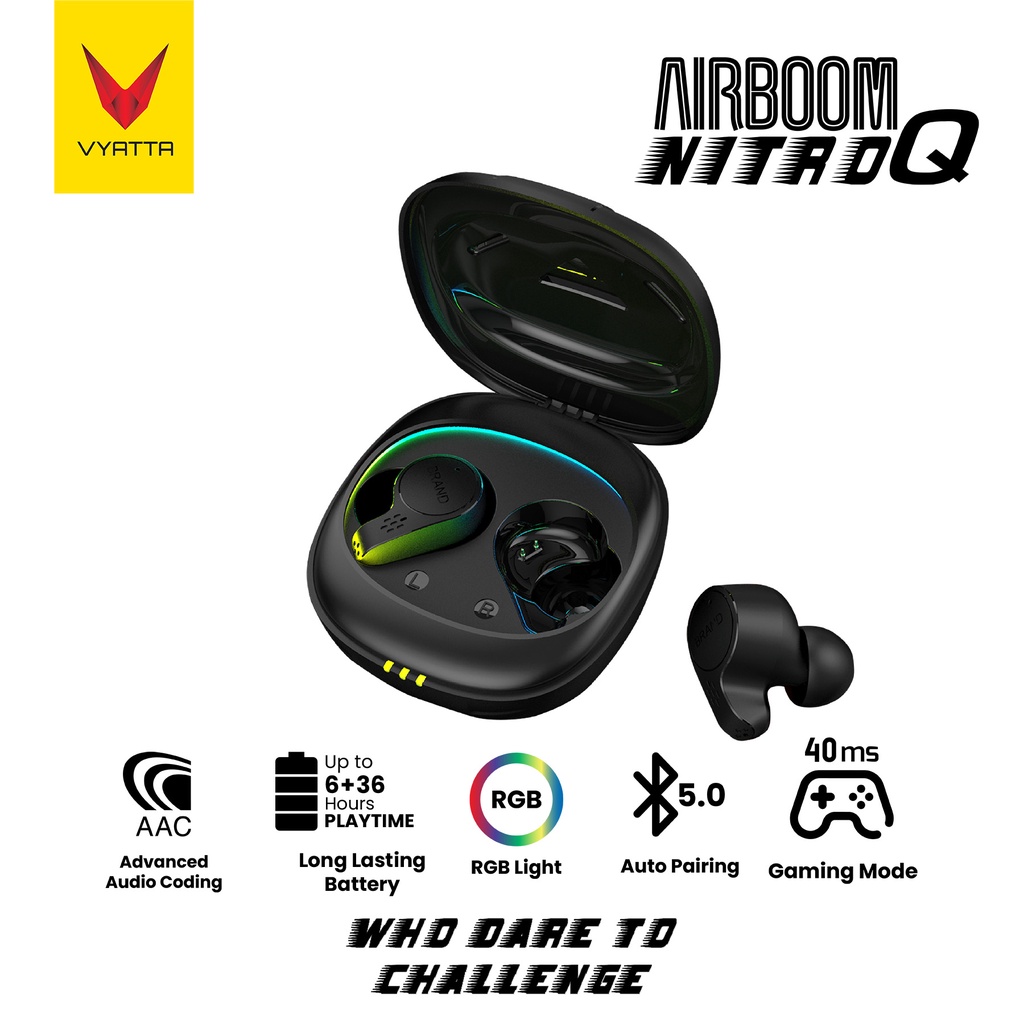 Jual VYATTA Airboom Nitro Q TWs Bluetooth Headset Gaming Mode 40 ms RGB ...