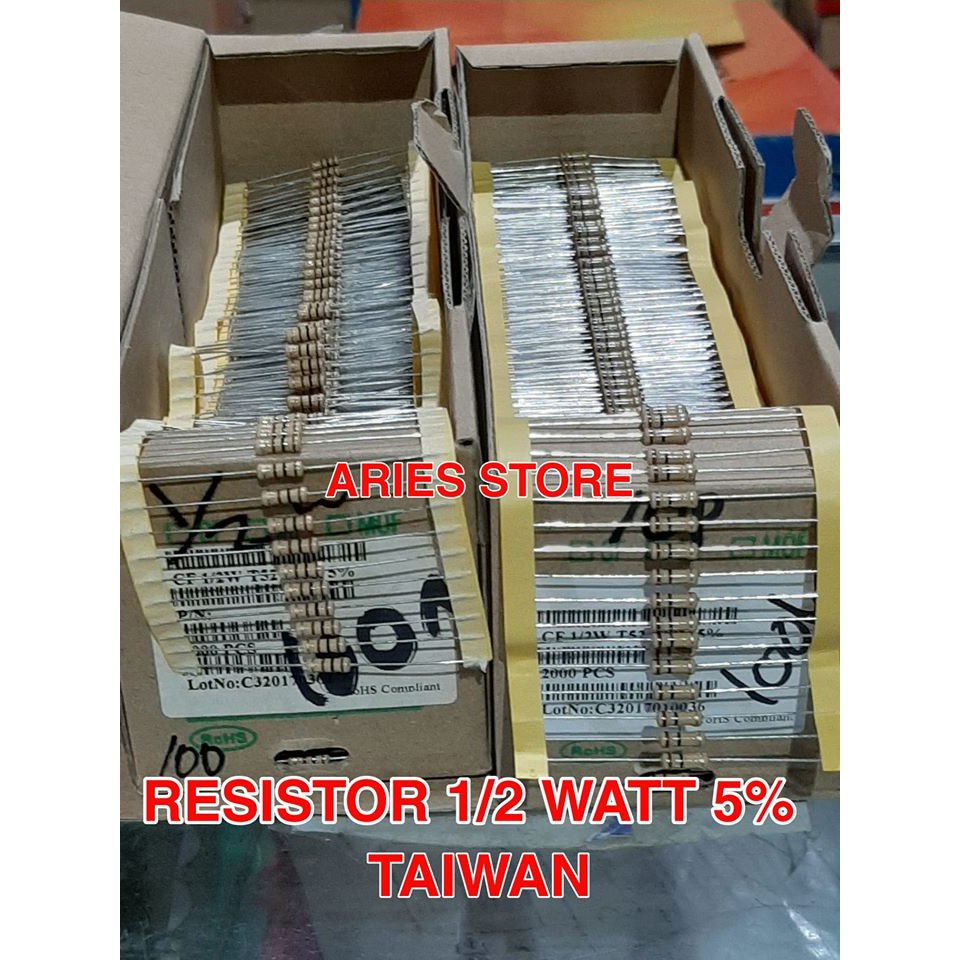 Jual RESISTOR CARBON SETENGAH WATT 5% 1K KEATAS PER 10 PCS | Shopee ...