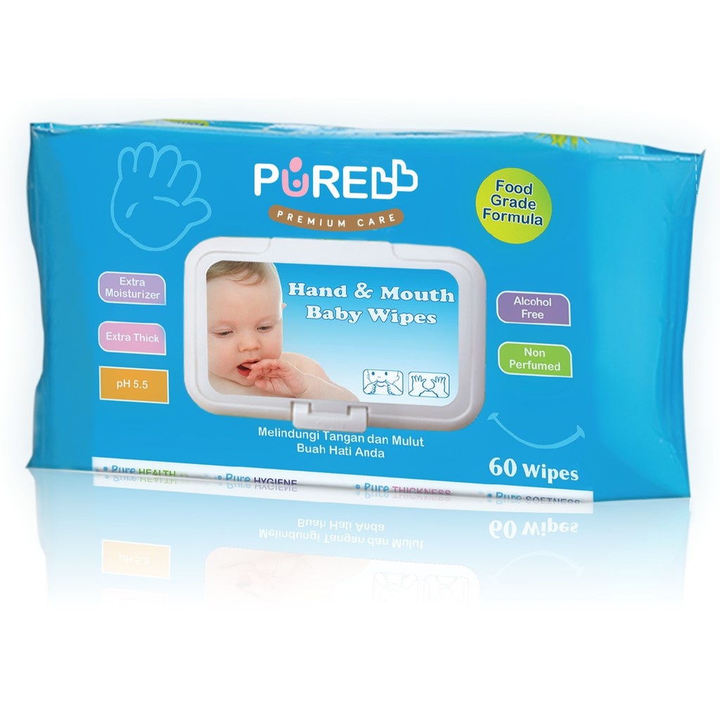 Jual PURE BB Hand and Mouth Baby Wipes 60's | Shopee Indonesia