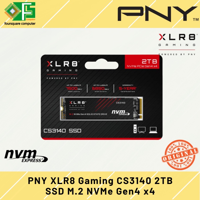 SSD NVMe Gen4 PNY CS3140 1To - Vitesse 7500 Mo/s, Idéal Gaming Et Rendu Vidéo - 7