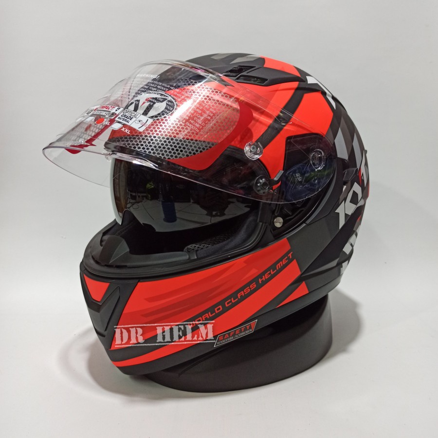 Jual HELM KYT FALCON FR FLOW BLACK MATT RED FLUO FLAT VISOR FULL FACE