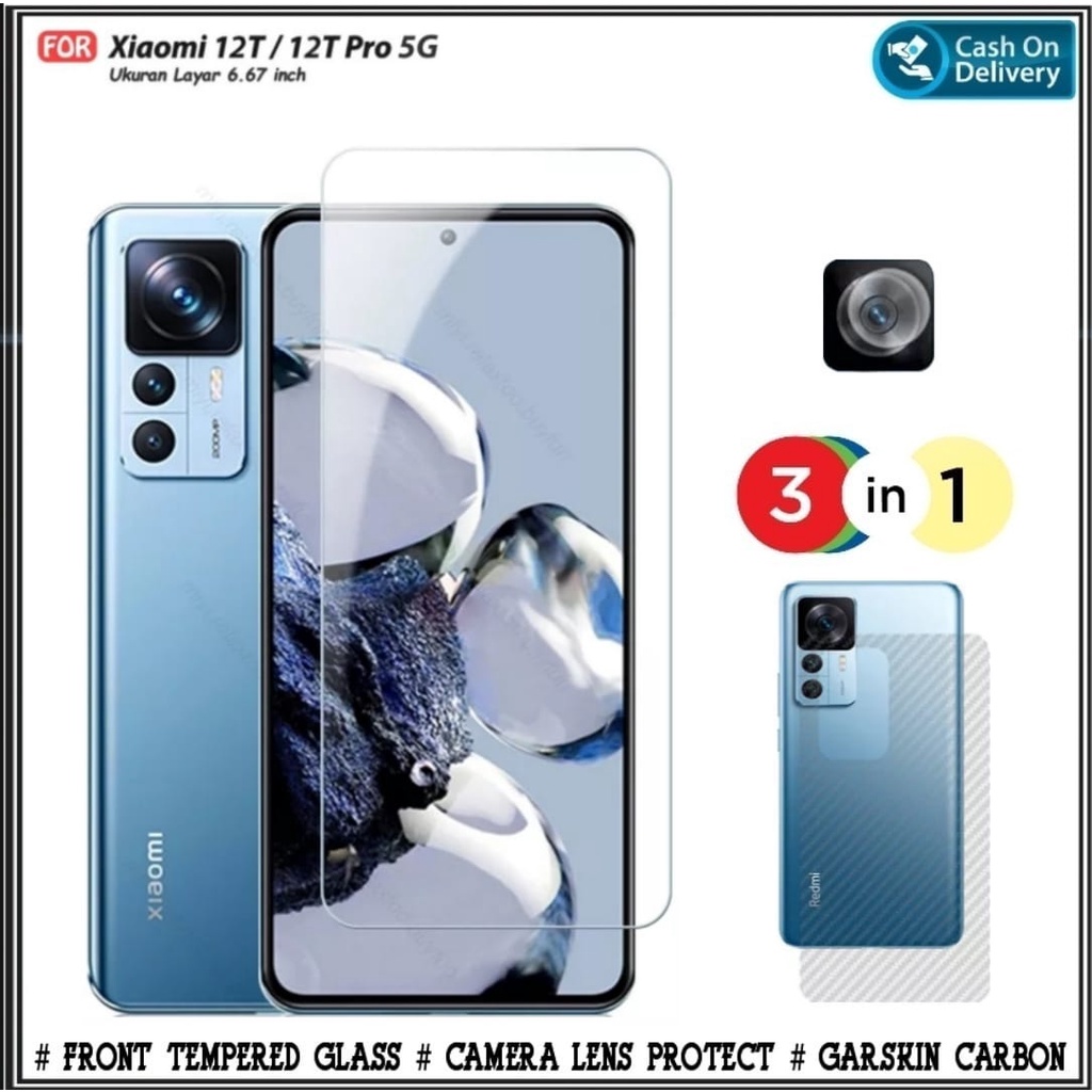 Jual Tempered Glass Xiaomi 12T /12T PRO 5G Free Garskin Carbon And