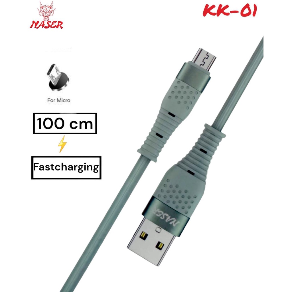 Jual KABEL DATA CHARGER NASER USB 2.4A KK-01 1M PLUS PACK | Shopee ...
