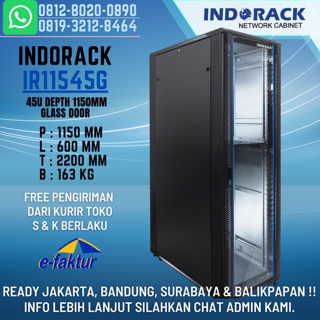 Jual INDORACK IR11545G - Standing Close Rack 45U Glass Door | Shopee ...