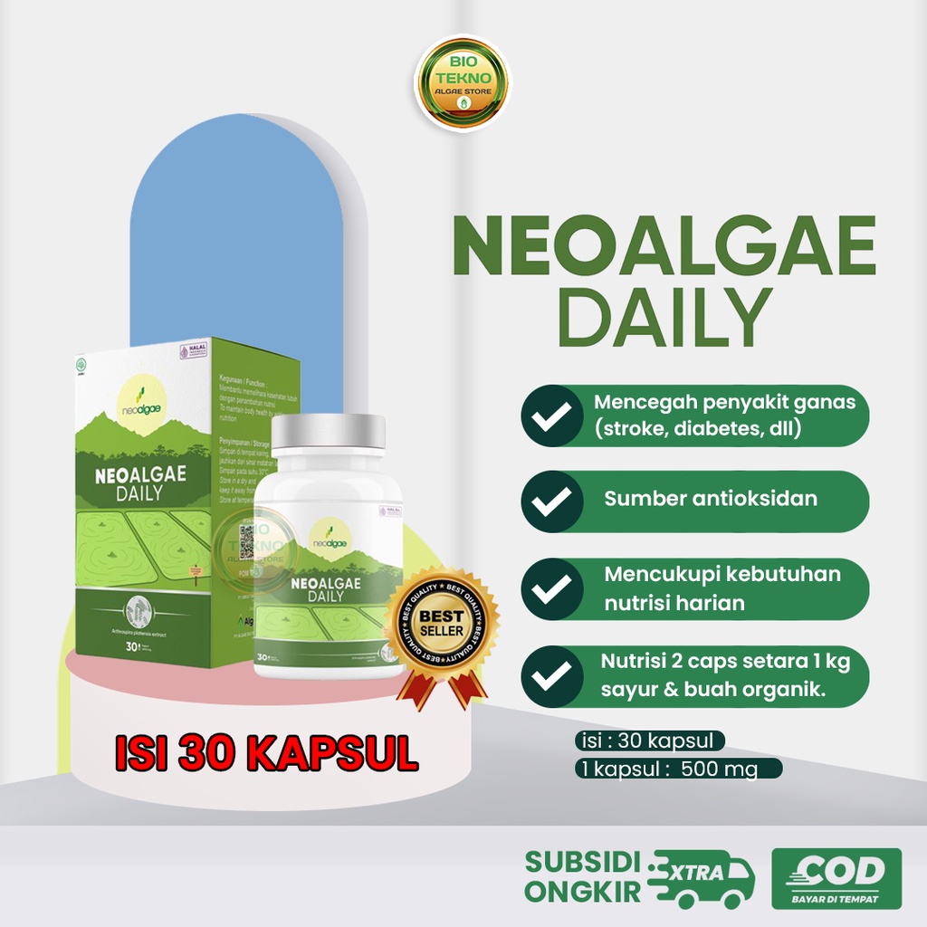 Jual DIJAMIN ORI !! Neoalgae Spirulina isi 30 Kapsul Suplemen Organik Multi Khasiat